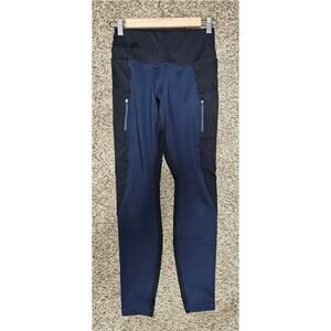 Athletic Ankle Leggings, Black Blue, 4 Pockets, Size XSP, New